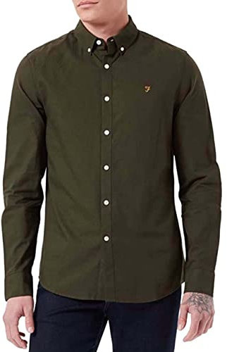 Farah Mens Long Sleeve Shirt Cotton Dark Green M