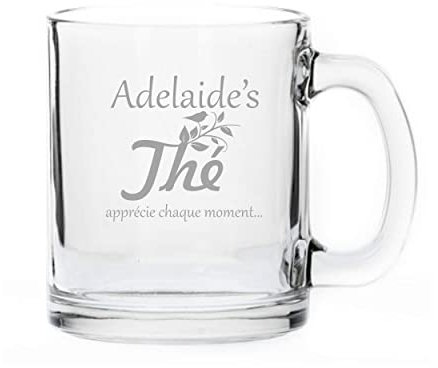 Tasse à thé, tasse en verre transparent, personnalisé avec gravure - grand