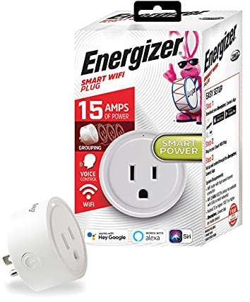 Energizer Connect Smart WiFi Plug, Mobile Connect App Enabled, Voice Controlled, Alexa, Echo, Siri, Hey Google Enabled, No Hub Required, Mini Outlet 15-Watt, 2.4GHz, ETL & FCC Certified