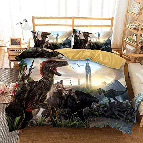EU-VV The Ark Survival Evolution Bettwäsche-Set Bettbezug Mit Reißverschluss Für Mann Frau, Mikrofaser Weich Bügelfrei (Doppelt(200x200cm),Arche 05)