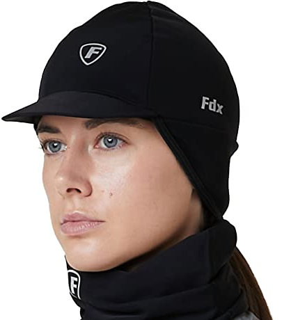 FDX Winter Cycling Cap, Windproof Thermal Heat Retention Skull Cap for Men Women, Water Resistant Under Helmet Liner Cycle Hat, Bicycle Accessories for Running, Skiing and Outdoor Black