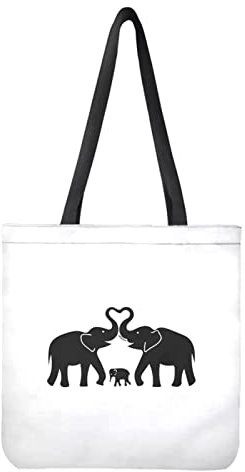 Dolyues Damen-Tragetasche aus Segeltuch mit Tasche, große Kapazität, wiederverwendbare Einkaufstasche, Schwarzes Elefanten-Design, Large