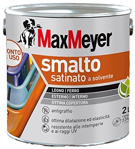 MAXMEYER Smalto a solvente per ferro e legno satinato MARRONE R8016 2 L