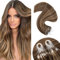 Elailite 1g Micro Loop Hair Extensions Micro Ring Beads 50 Strands 50g - Hair Extensions Real Remy Hair Straight Cold Fusion (#4/27 Medium Brown Mix Dark Blonde, 16 Inch)