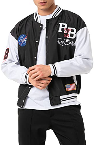 Redbridge Veste pour homme Veste universitaire 2-Ton RB, Noir , XL