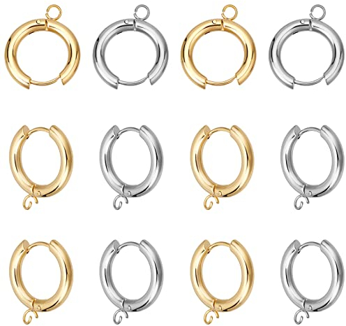 DICOSMETIC 6 Paar 2 Farben Rund Hebel Ohrringe Edelstahl Französische Ohrhaken Leverback Ohrring Haken Ohrringe Selber Machen Baumelnde Ohrhaken Für DIY Ohrring Schmuckherstellung, 18X20mm