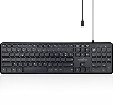 Perixx PERIBOARD-210CB ES Teclado con Cable USB-C - Teclas de Tijera y Perfil Bajo - Español QWERTY