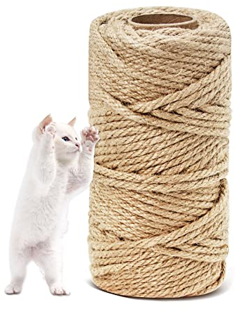 Cuerda de sisal para rascador, Cuerda de 6 mm x 40 m, Cuerda de sisal Natural, árbol para Gatos, decoración para el jardín, Accesorios para Gatos