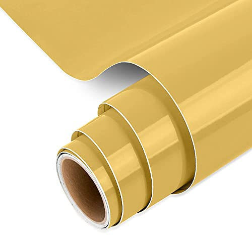 IModeur Gold Vinylfolie Plotter, 12'' x 5 Fuß (30,5 x 152,5 cm) Gold Plotterfolie Vinyl für Cricut, selbstklebendes Vinyl für DIY-Geschenke, Geburtstagsfeier