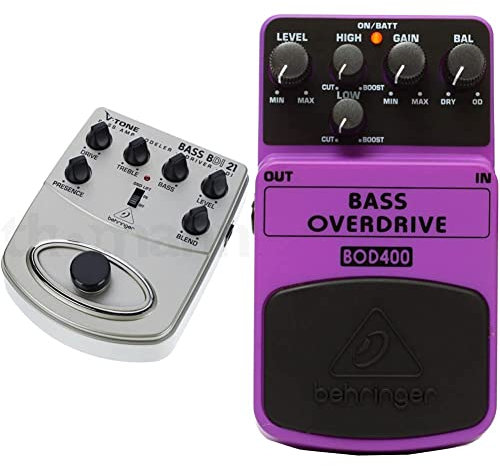 Behringer V-TONE BASS DRIVER DI BDI21 Bass Amp Modeler/Direct Recording Preamp/DI Box & BASS OVERDRIVE BOD400 Authentisches Röhren-Overdrive-Effektpedal