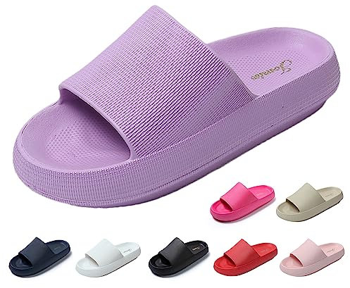 JOMIX Chanclas Mujer Piscina Sandalias Mujer Verano Chanclas con Plataforma Playa Mar Baño Ducha Zapatillas Casa Chanclas Suaves Suela Gruesa, Violeta, 41 EU