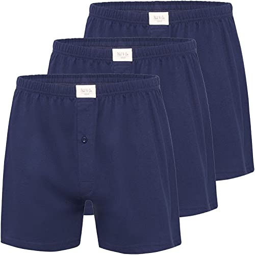 3 Stück Phil & Co Jersey Shorts Boxershorts Pant Unterhosen Herren große Größen schwarz oder blau M - 5XL, Grösse:5XL, Farbe:Marine