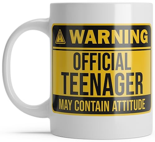 Hippowarehouse Warning Official Teenager May Contain Attitude Mug 13th Birthday Gift Boys Girls Teen 10oz hot Chocolate Printed Mug 10z