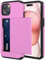 Jiunai Schutzhülle für iPhone 15, Kreditkartenhalter für 2 Karten, Ausweise, Lizenzschutz, stoßfest, strapazierfähig, doppellagig, für iPhone 15, 6,1 Zoll (15,4 cm), 5G 2023, Pink