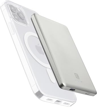 Cellularline - Power Bank MAG LITE 5000 - Caricabatterie portatile Wireless da 5000mAh - Tecnologia Mag Safe - Carica wireless 7.5W - Bianco