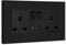 BSEED Double Switched Sockets with USB C and USB A Charging Ports, UK Standard Electric Power Sockets with Glass Panel, 2 Gang 13A Wall Socket, Black