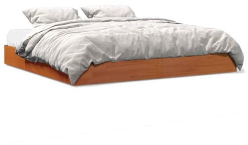 ZQQLVOO Bed Frame Lattenrost Palettenbett Bodenbett Massivholzbett Wachsbraun 200x200 cm Kiefer