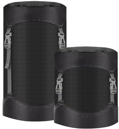 Risipu Compression Stuff Sack, 8L/15L/25L/35L/52L Sleeping Bag Compression Sack Great for Compression Bag Waterproof Outdoor Storage Bag for Backpacking, Traveling,Hiking and Camping (Black, XL)