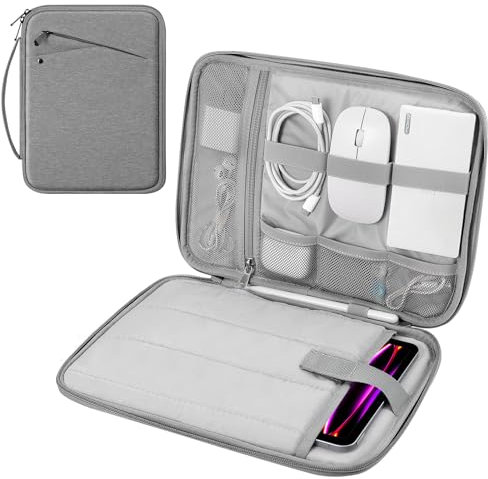 MoKo Funda Blanda para Tableta de 12.9 Pulgada, Bolsa Protectora Compatible con iPad Pro 12.9 2024/2022/2021/2020/2018, iPad Air 12.9 2024, Galaxy Tab S9/S8 Plus 12.4 2023/2022, Gris Claro