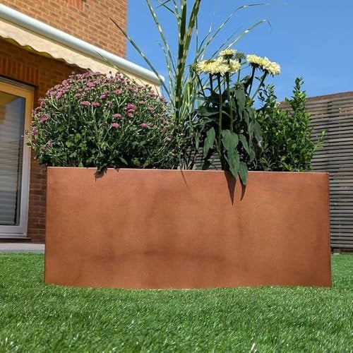 1.2m/1m/75cm/70cm Zinc Galvanised Trough Planter | No Assembly Needed | Lightweight (Copper, L100cm x W40cm x H40cm)
