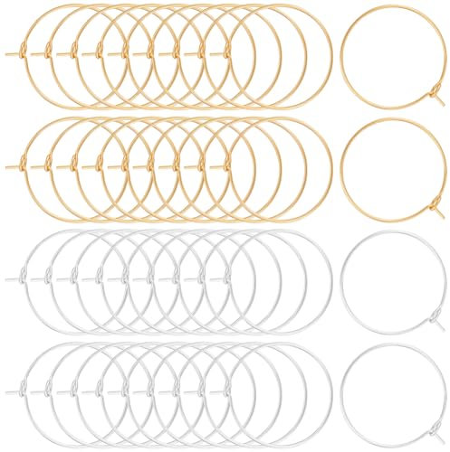 Beebeecraft 1 Box 100 Stück 2 Farben Ohrringe Creolen 18 Karat Vergoldet 316 runde Weinglas Charm Ringe Aus Edelstahl Offene Perlenringe Für Die Schmuckherstellung Festivals Heimwerkerarbeiten