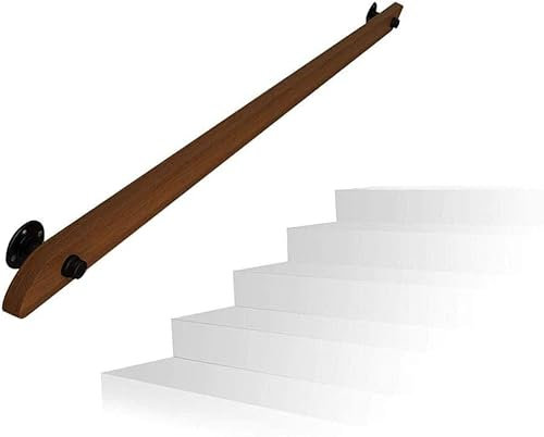 Corrimano per scale in legno di pino massiccio, 380 cm, ringhiera da parete per interni ed esterni, corrimano per villa loft vecchio con accessori di installazione 25 600 cm lunghezze disponibili