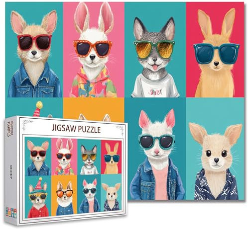 Jigsaw Puzzles 1000 Pieces for Adults-Cute Woodland Animals Puzzle-Challenging Puzzle Perfect for Game Nights-DIY Home Wall Decor-Stained Glass-Funny Animals Portraits Puzzles Art