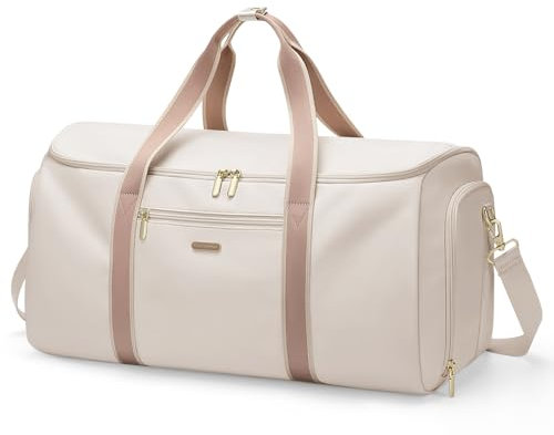 Borsa da Viaggio Convertibile 2 in 1 Borsa Sportiva da Donna con Scomparto Scarpe Borsas Porta Abiti da Viaggio Borsas per Bagagli a Mano (Beige)