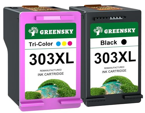GREENSKY 303XL Ersatz für HP 303 Druckerpatronen Multipack für HP 303 XL Schwarz und Farbe für HP Envy Photo 6230 Patronen 7830 6232 7900 6220 7134 6234 7800 7130 Tango X (2-Pack)