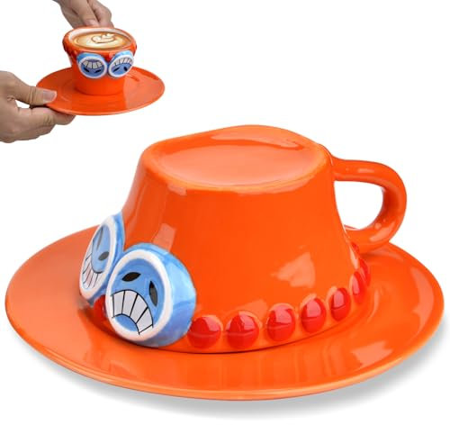 Violetfox One Piece Tazza, Ace Anime Tazza da caffè in ceramica, Creative Cartoon Ceramic Anime, Mug Milk Coffee Cup for Christmas Anniversary Birthday Gift (Ace)