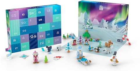 Plus Plus Plus - Calendario de adviento con 25 sorpresas, Juego de construcción Infantil, Aventura navideña Creativa con Instrucciones, Aproximadamente 600 Piezas, para niñas y niños a Partir de 5