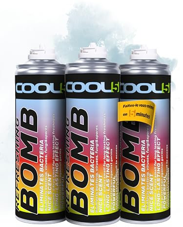 COOL5 Lot de 3 bombes rafraîchissantes pour voiture - suppression des champignons, des moisissures et des virus, 3 x 136g + APC 500ml