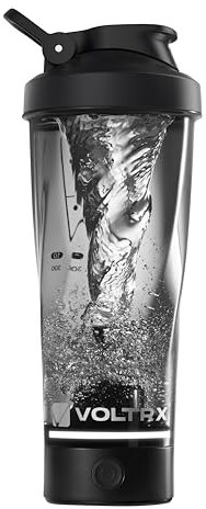VOLTRX VortexBoost Electric Shaker Bottle, USB C Rechargeable Protein Shake Mixer, Shaker Cups for Protein Shakes and Meal Replacement Shakes, BPA-Free, Made with Tritan, Black