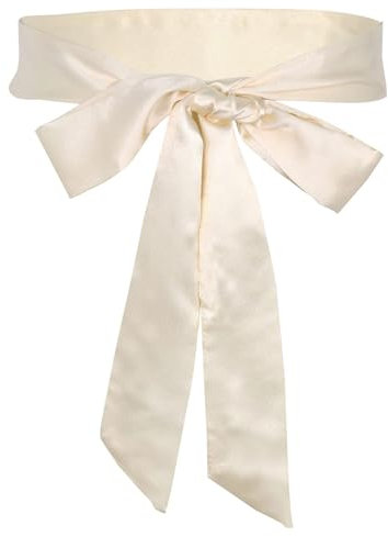 UYRVAPE Ceinture en satin pour femme 4 cm x 180 cm Ruban imitation soie longue écharpe robe ceinture chapeau accessoire, Blanc