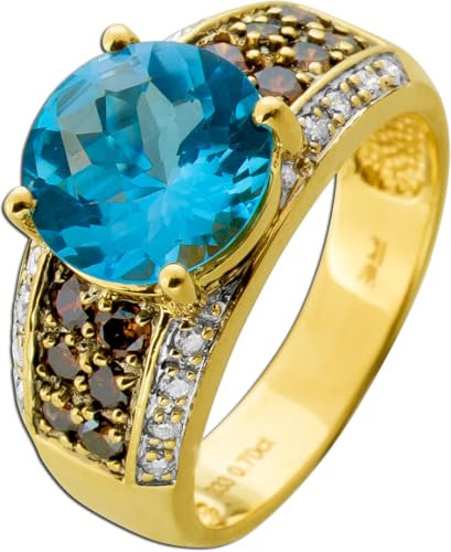 Ch.Abramowicz Brillantring Gold 333 8K Aquamarin 3.5ct Diamanten 0.7ct Antikschmuck 18