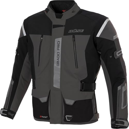 Büse Grado Pro wasserdichte Motorrad Textiljacke, dunkelgrau/schwarz, 58 | Wasserdicht