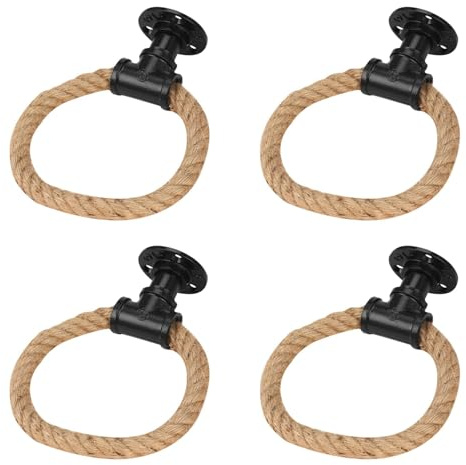 ISKDJBJG 4X Vintage Handtuch Halter Ring Industriellen Stil Wand Halterung Handtuch Halter Rohr Seil Bad WC Haus Hotels Dekoration
