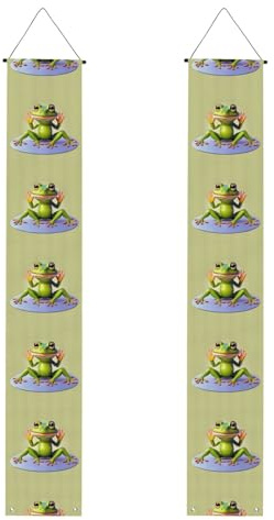 JKIEGOQ Der lustige Frosch macht Yoga Bild Abschluss Veranda Banner – stabil, langlebig, waschbar und wiederverwendbar, Abschlussdekoration, 30,5 x 180,9 cm