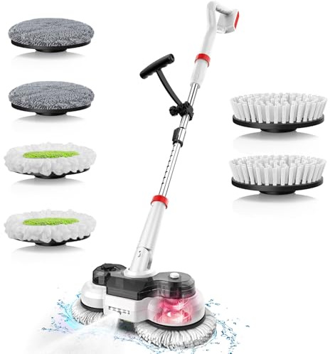 Cordless Electric Mop for Milwaukee M18 Battery (NO Battery), 2 In 1 Spin Mop & Floor Scrubber Machine with LED Light & Water Spray, 800 RPM Electric Mops for Floor Cleaning, Hardwood,Tile,Toilet,Tub