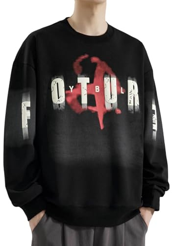 Generisch Men's Casual Long Sleeve T-Shirt with Print and Crew Neck, Hooded, Room Gadgets Boys, black, 3XL