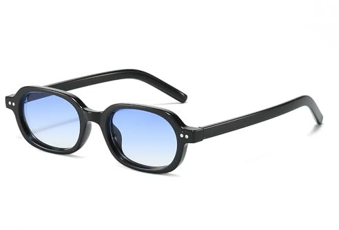 JCTAIFOO Kleine Ovale Sonnenbrille für Damen Herren, Vintage Retro Rechteck Brille mit UV400 Schutz