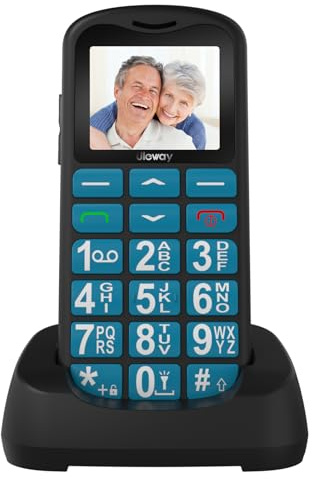 CHAKEYAKE Telefono Cellulare per Anziani, GSM Dual SIM Cellulare con Base di Ricarica, Volume Alto, Tasti Grandi, Funzione SOS, Chiamata Rapida, Blu