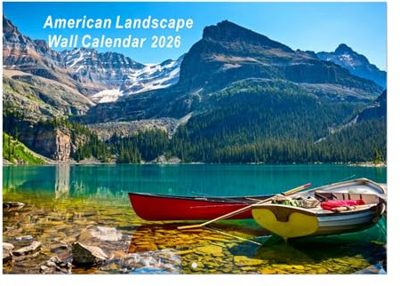 Nationalpark-Kalender 2025–2026 für Wand, 2026 großer Wandkalender 12 x 12 Zoll mit 16 Monaten von September 2025 bis Dezember 2026, dickes Hochglanzpapier (B)