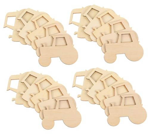 Holzscheibe Holztraktor Selbstgemacht Bastelarbeiten 40 Stück zum Bemalen | Beige Holzrohlinge, Portable Aufbewahrung, Holzfische zum Bemalen, Holzbastelbedarf