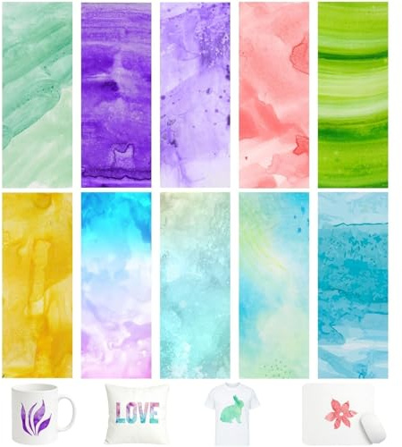 TriUnytion Infusible Transfer Ink Sheets, 10 Stück/Set Vorgefärbtes Sublimationspapier 11,5 x 30,5 cm Unschmelzbare Tintenblätter Transferpapier für T-Shirt, Tasse, Untersetzer (Mehrfarbig)
