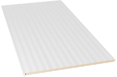 Acero Panel - Panel BOX30 Fachada Tornilleria Vista | 2000x1000mm | Interior Blanco Pirineo - Exterior Blanco Pirineo | Acero Prelacado | Nervado | PU