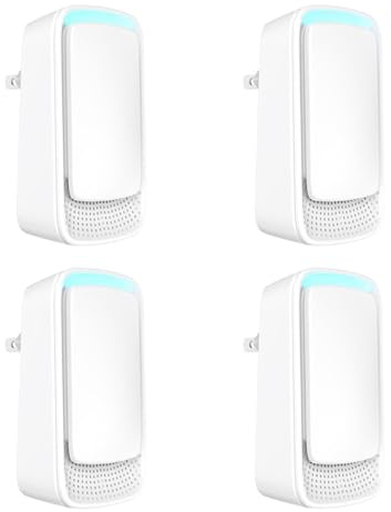 Lot de 4 ioniseurs à brancher - Technologie à ions négatifs - Purificateur d'air silencieux - Pour la maison, la chambre, le bureau, le garage - Purificateurs d'air portables - Odeur d'animaux