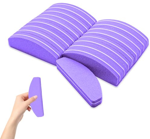 20PCS Nail Buffer Sponge Blocks,100/180 Grit for Home,Half Moon(Purple) | Elastic Sponge and Coarser Grit Material,Half-Moon Fits Against the Inner Edge of the Nail,High Surface Grinding Efficiency