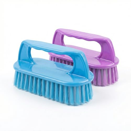 Maisirex Scrubbing Brush 2 Pack, Stiff Bristle Handheld Scrub Brush for Bathroom Tiles, Grout and Floors, Durable Plastic Cleaning Brush, Assorted Colours