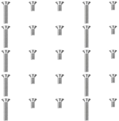 UPVC Door & Window Repair Screw Kit, 25pcs 304 Stainless Steel Grub Screws for Door Handles M3.5, M4, M5 Flat Head Screws for Latch Keep Plates Home Repairs Fixtures and Woodworking (8mm & 20mm)
